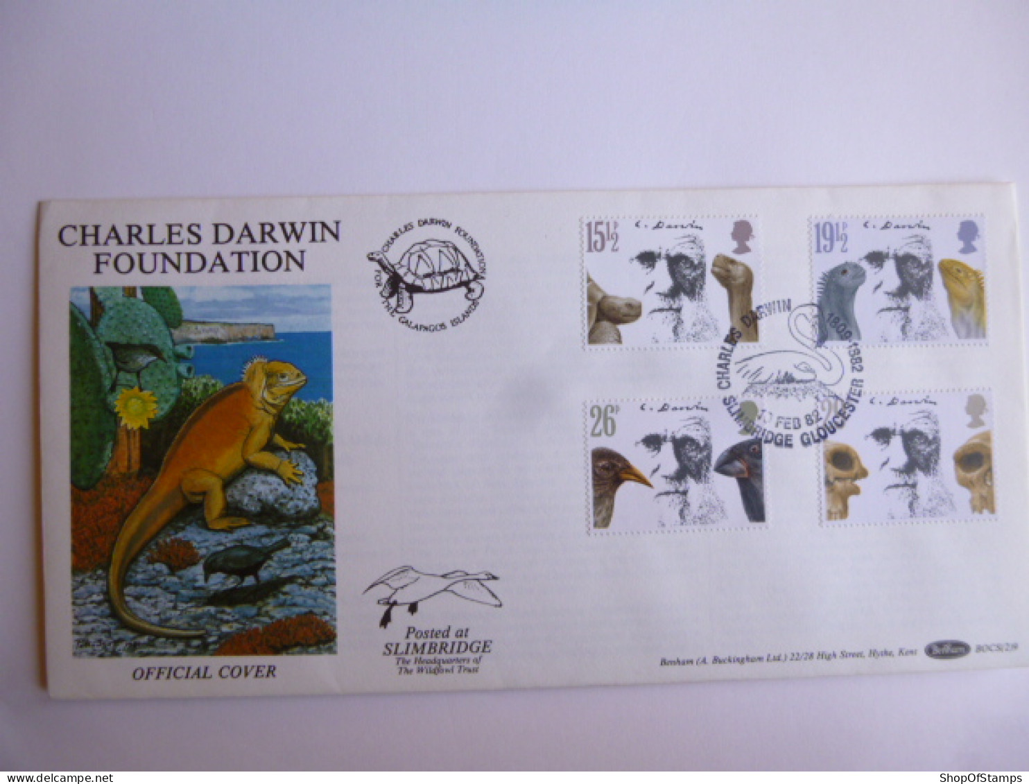 GREAT BRITAIN SG 1175-78 CHARLES DARWIN DEATH ANNIVERSARY   FDC POSTED AT SLIMBRIDGE - Zonder Classificatie