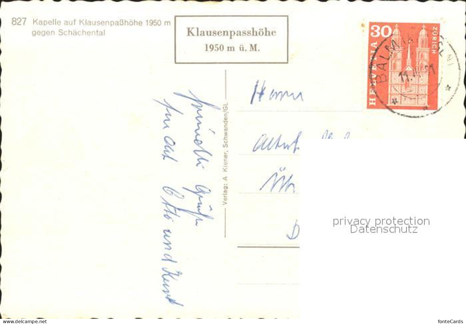 11896362 Schaechental UR Kapelle Auf Klausenpasshoehe Schaechentaler Windgaellen - Otros & Sin Clasificación