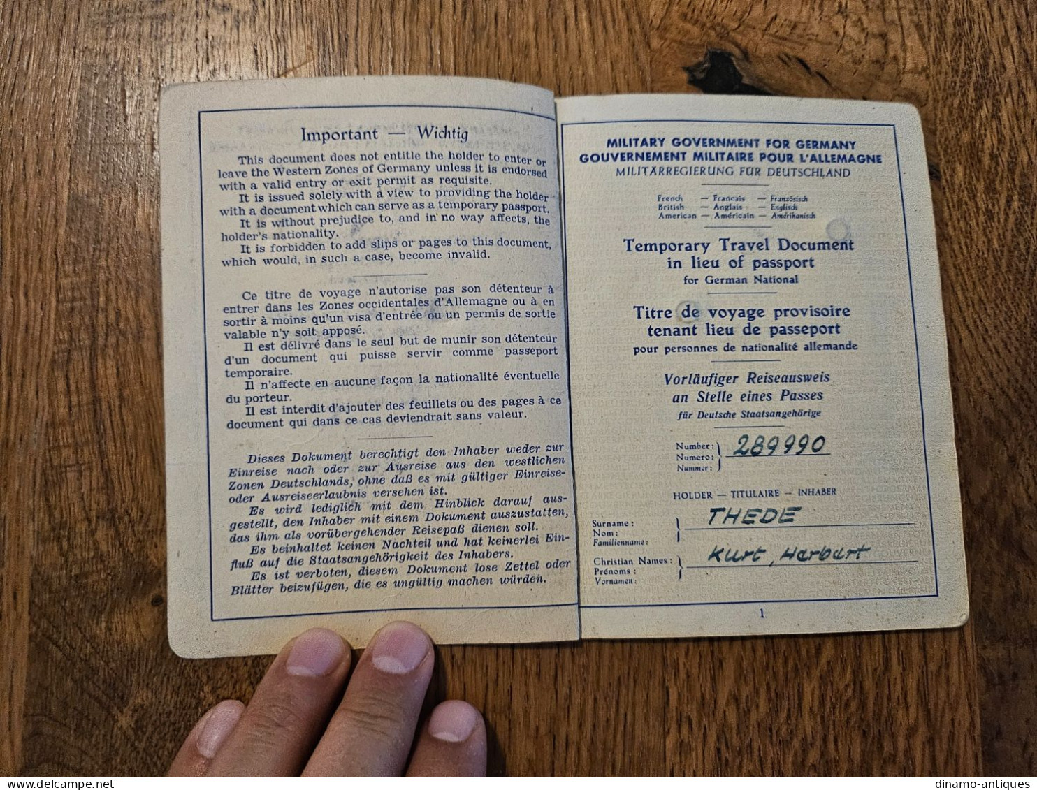 1949 AMG Germany Passport Passeport Reisepass Issued In Kiel For Travel To Switzerland - Historical Documents