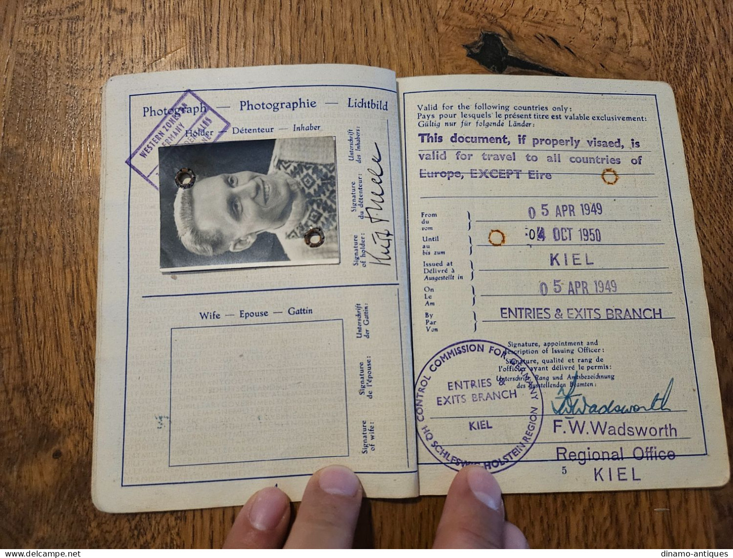 1949 AMG Germany Passport Passeport Reisepass Issued In Kiel For Travel To Switzerland - Historical Documents