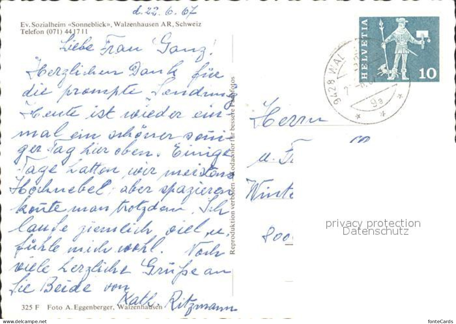 11896318 Walzenhausen AR Ev Sozialheim Sonneblick Walzenhausen - Other & Unclassified