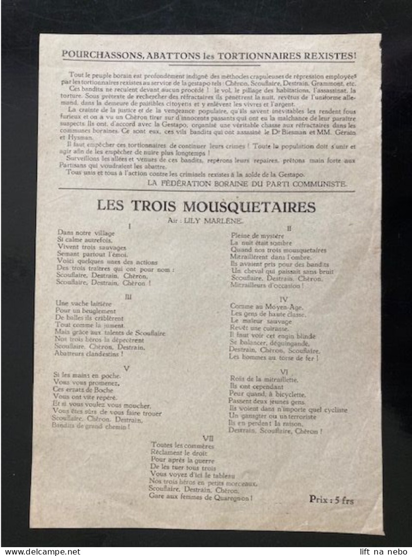 Tract Presse Clandestine Résistance Belge WWII WW2 'Pourchassons, Abattons Les Tortionnaires Rexistes!' - Dokumente