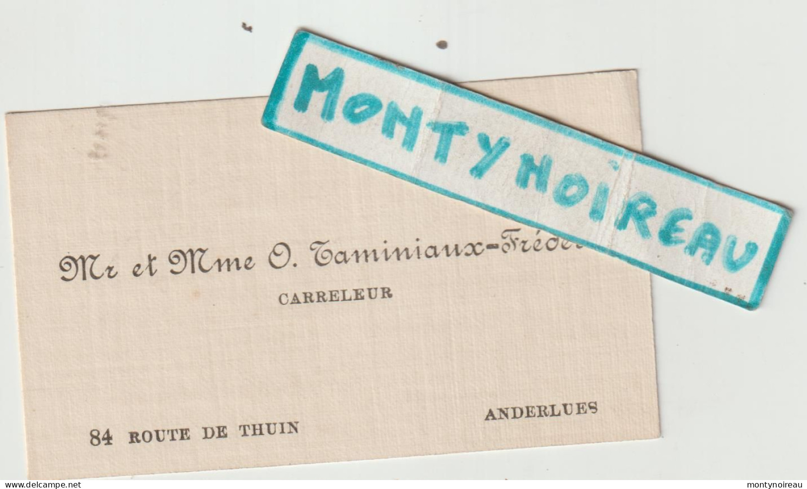 VP : Carte De Visite :  ANDERLUES  ;  Métier  Carreleur - Visitenkarten
