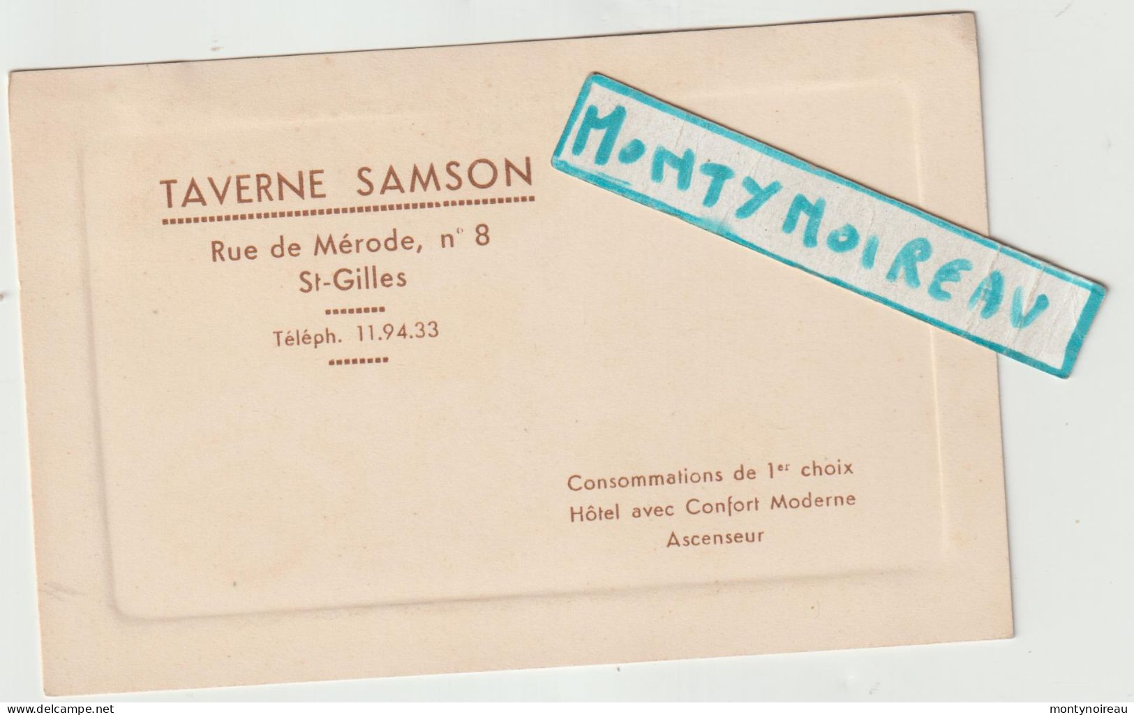 VP : Carte De Visite :  Taverne  Samson , St Gilles - Visitekaartjes