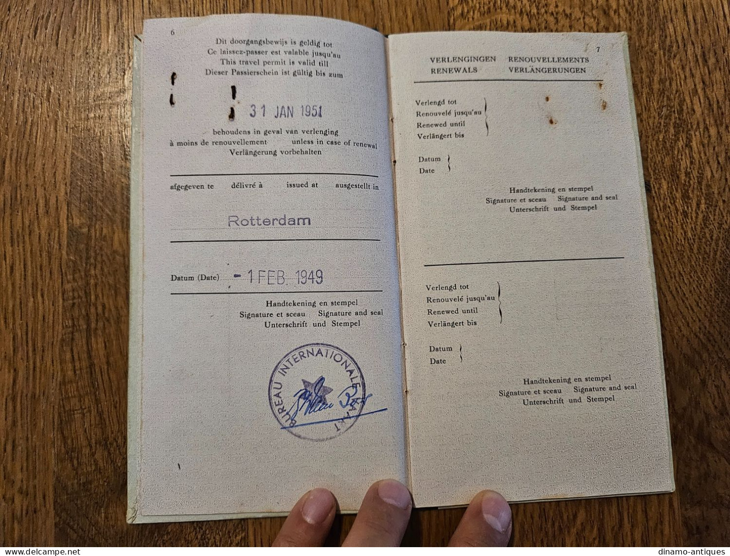 1949 Netherlands Passport Passeport Reisepass Issued In Rotterdam To Travel To AMG Germany - Historische Dokumente