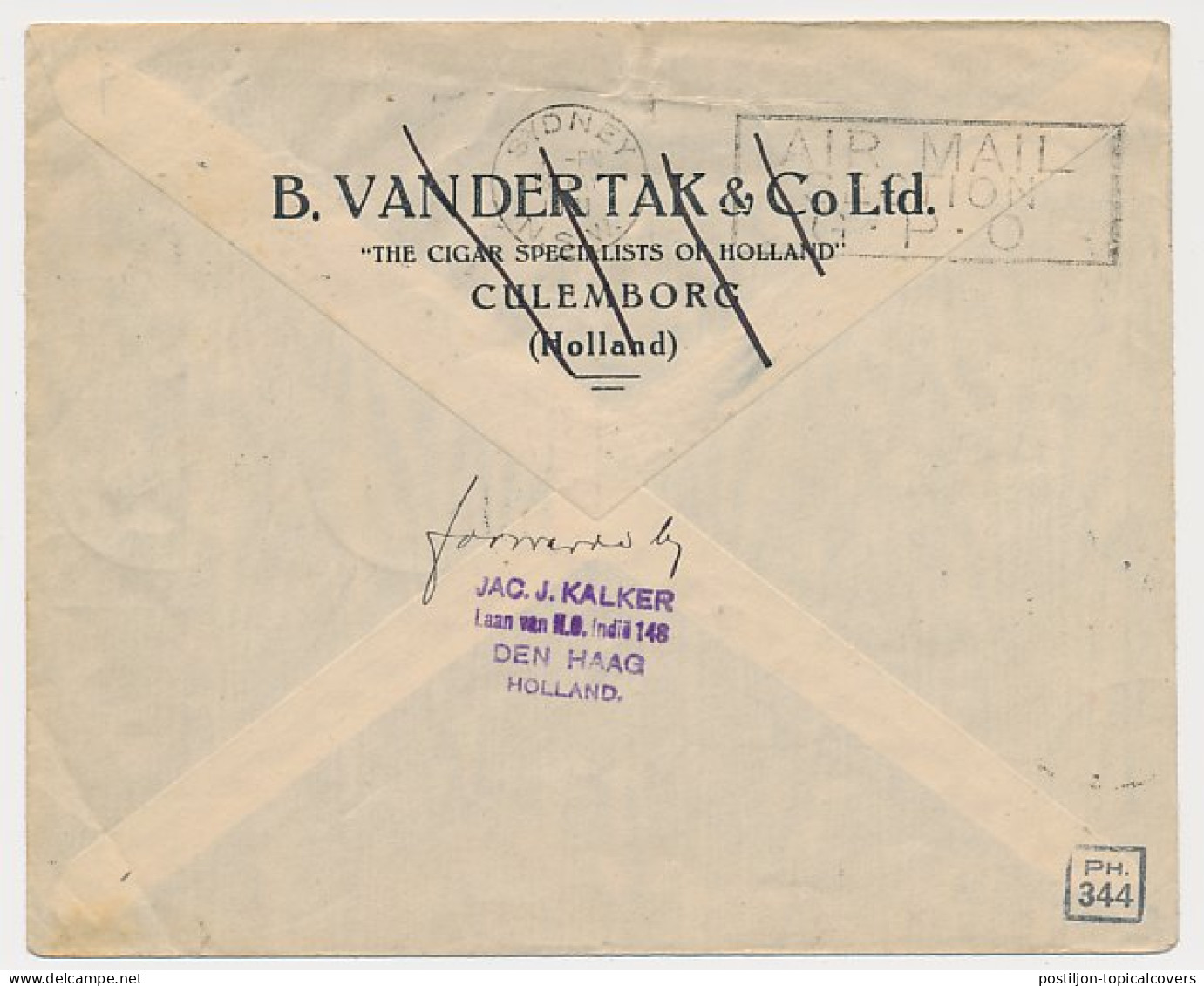 VH C 90 V A /92 G S Gravenhage - Batavia - Sydney Australie 1931 - Unclassified