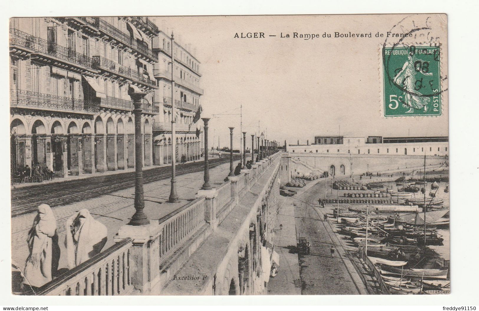 Algérie . Alger . La Rampe Du Boulevard De France  . 1908 - Algiers