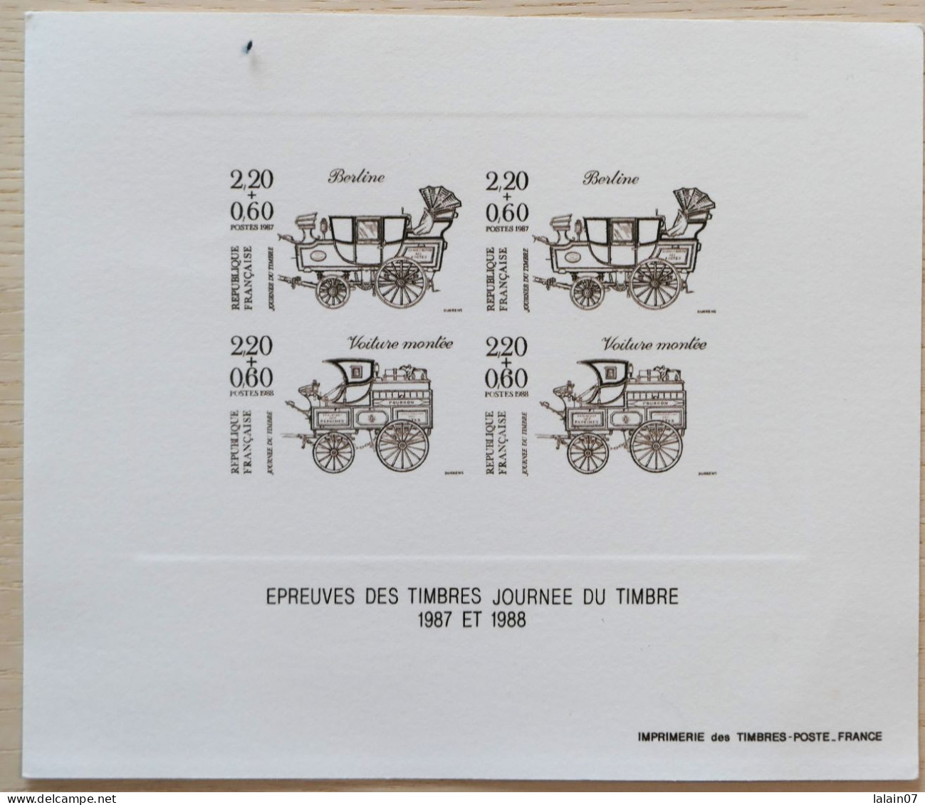 Document Musée Postal : Epreuve Des Timbres JOURNEE DU TIMBRE 1987 Et 1988 - Documenti Della Posta