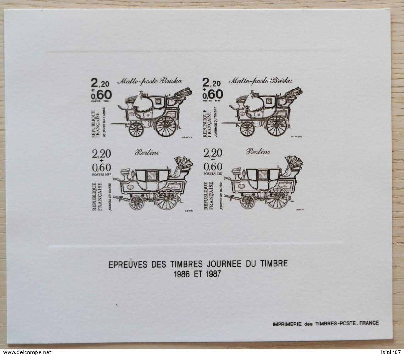 Document Musée Postal : Epreuve Des Timbres JOURNEE DU TIMBRE 1986 Et 1987 - Documents Of Postal Services