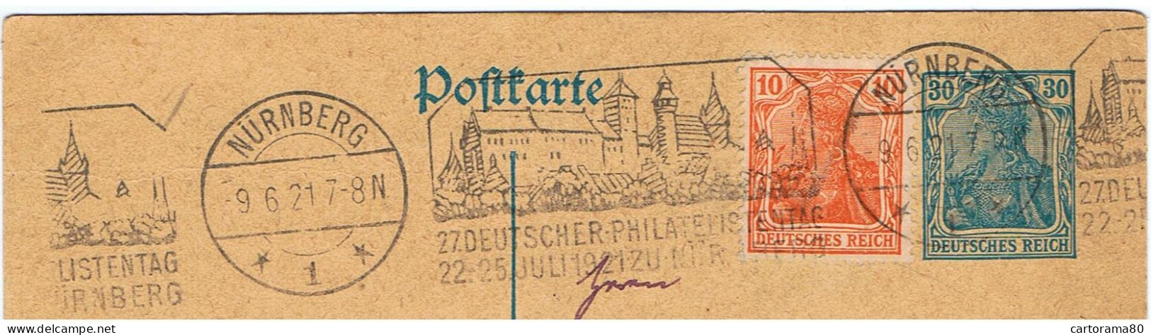 Allemagne / Entier Postal / 1921 / Flamme D'oblitération: " 27° Philatelistentag " - Postkarten
