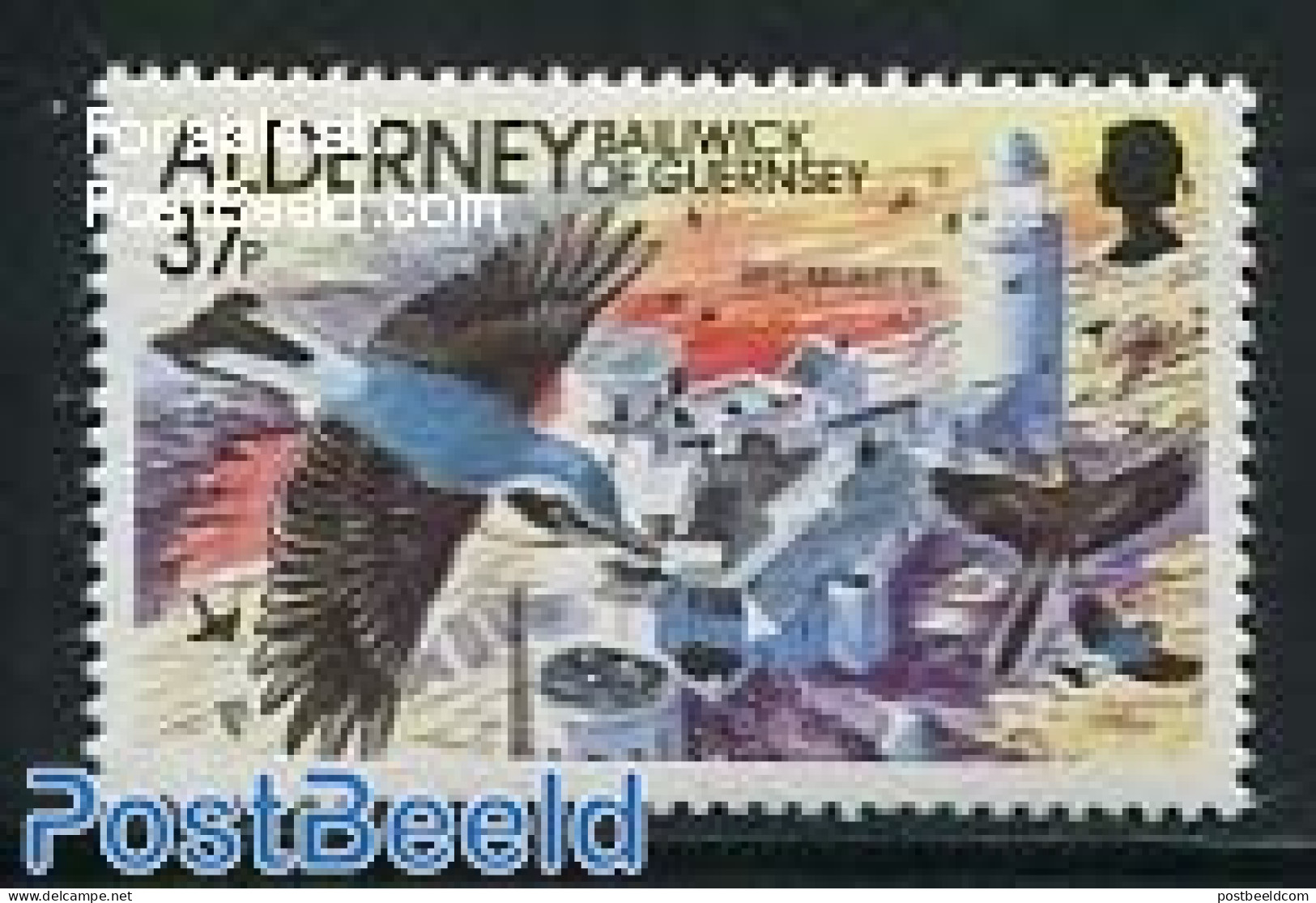 Alderney 1991 37p, Stamp Out Of Set, Mint NH, Nature - Various - Birds - Lighthouses & Safety At Sea - Phares