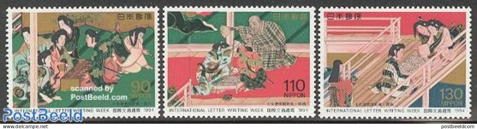 Japan 1994 Int. Letter Week 3v, Mint NH, Sport - Various - Chess - Toys & Children's Games - Nuovi