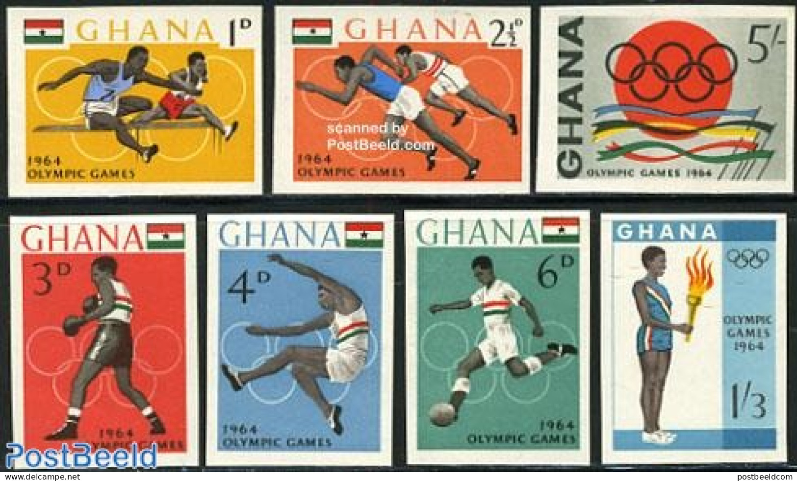 Ghana 1964 Olympic Games 7v Imperforated, Mint NH, Sport - Athletics - Boxing - Olympic Games - Atletismo