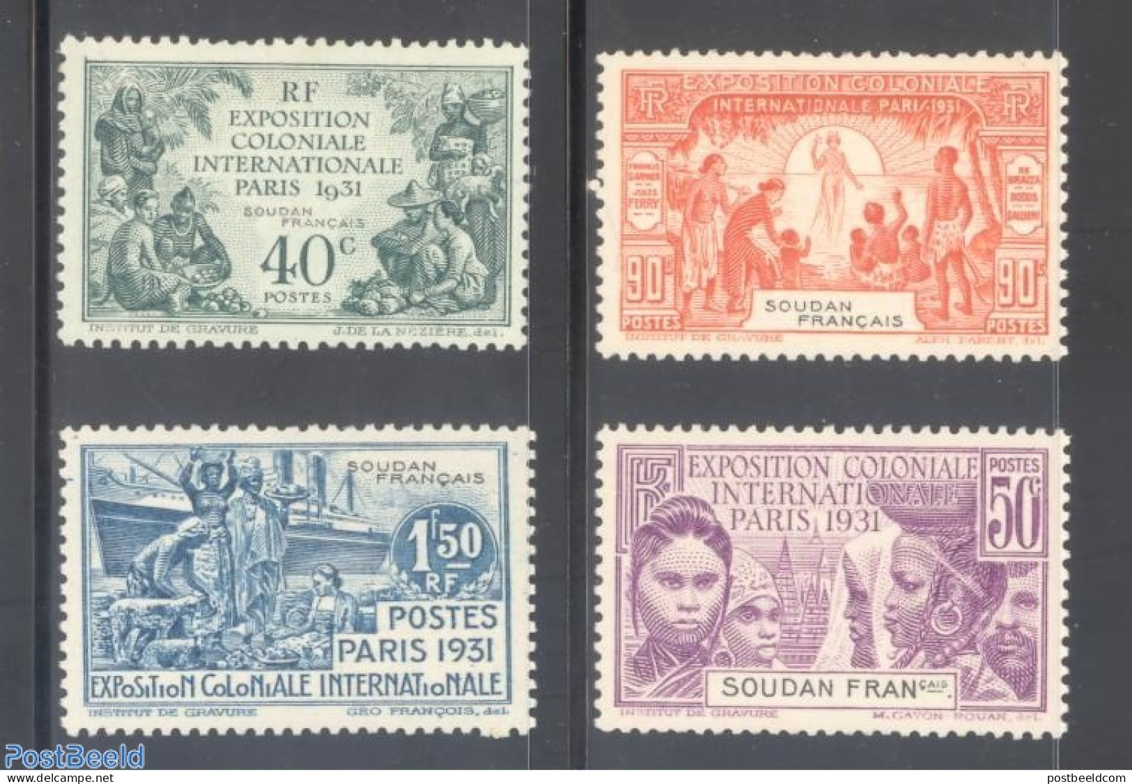 French Sudan 1931 Colonial Exposition 4v, Mint NH, Transport - Various - Ships And Boats - World Expositions - Barcos