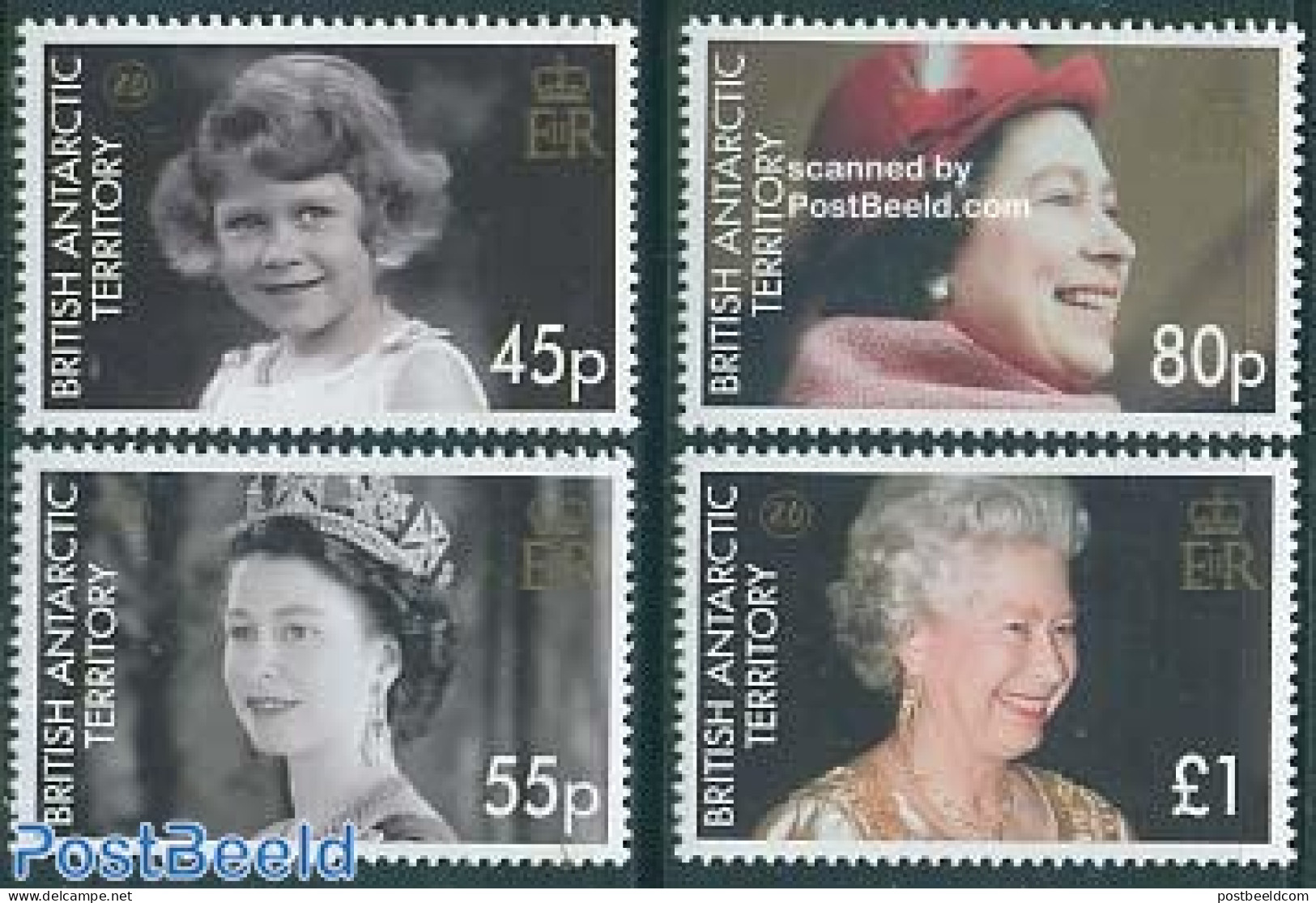 British Antarctica 2006 Elizabeth II 80th Birthday 4v, Mint NH, History - Kings & Queens (Royalty) - Familles Royales