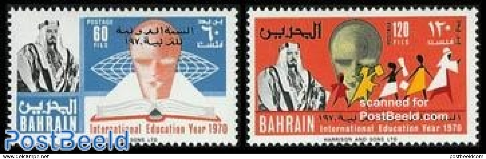 Bahrain 1970 Education Year 2v, Mint NH, History - Science - Unesco - Education - Bahrain (1965-...)