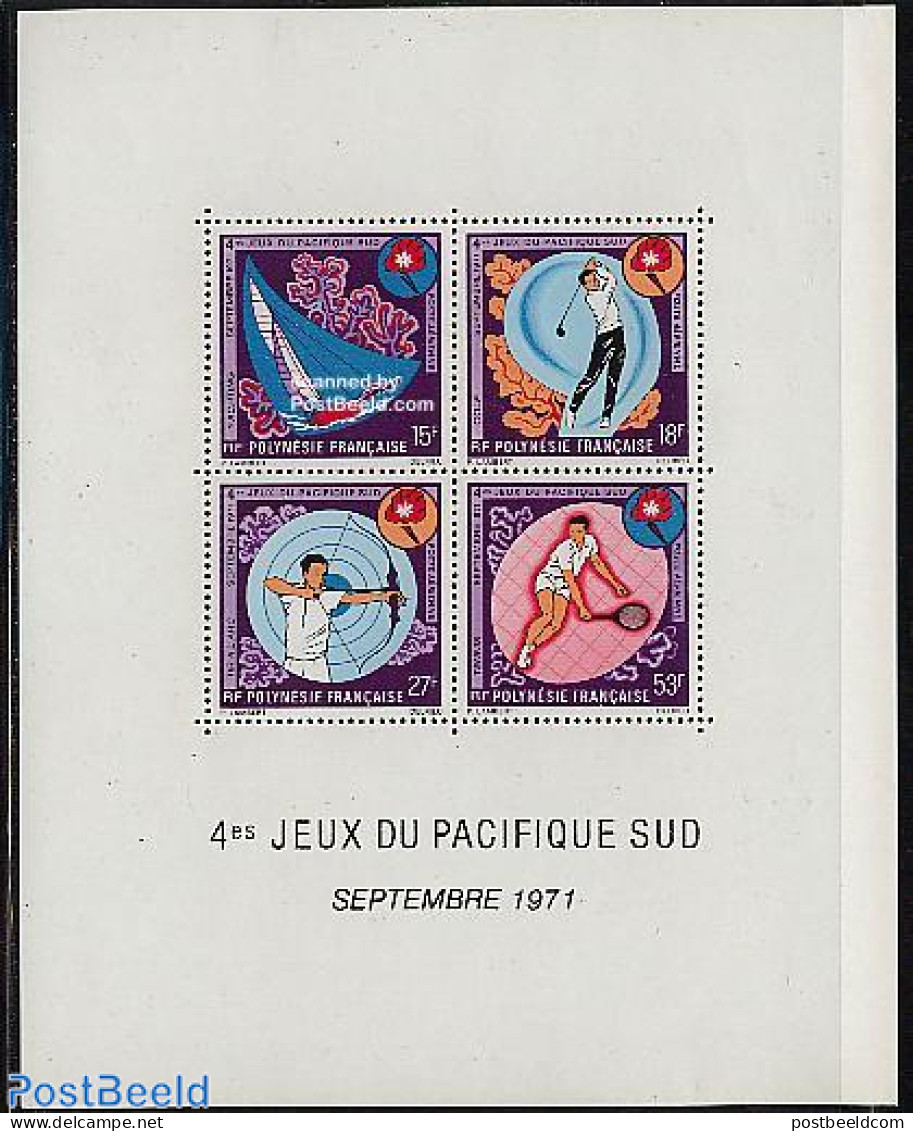 French Polynesia 1971 South Pacific Games S/s, Mint NH, Sport - Golf - Sailing - Shooting Sports - Sport (other And Mi.. - Nuevos