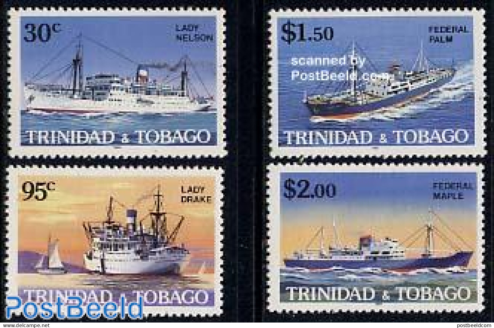 Trinidad & Tobago 1985 Ships 4v, Mint NH, Transport - Ships And Boats - Ships