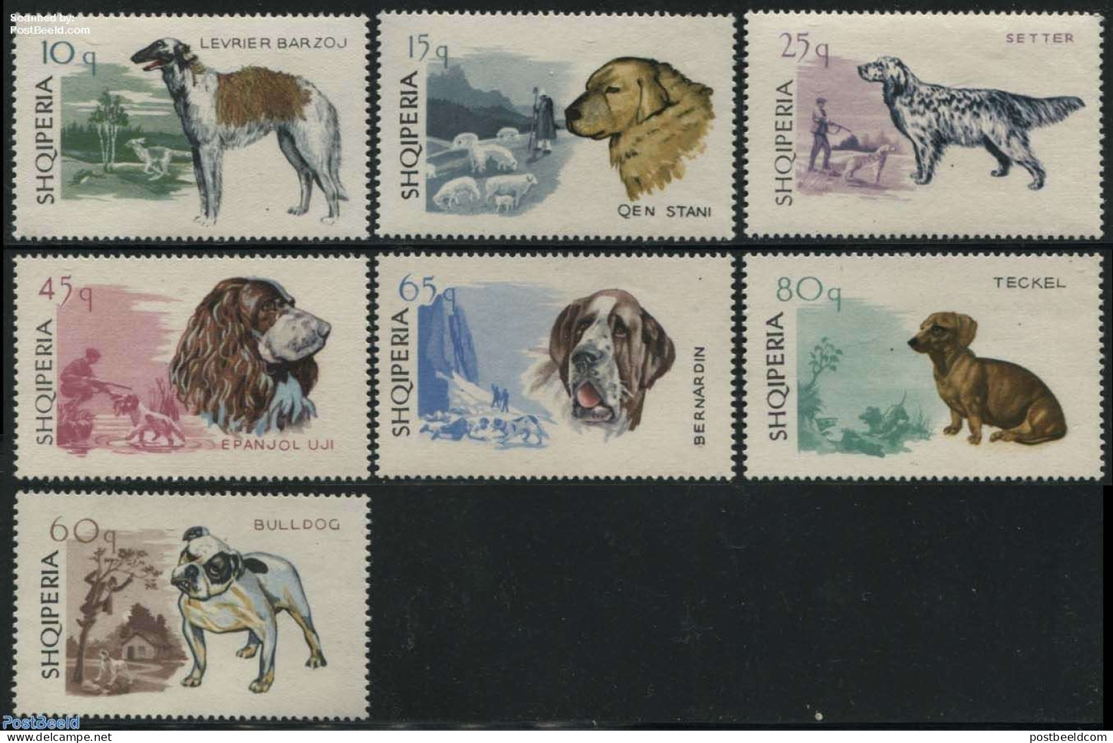 Albania 1966 Dogs 7v, Mint NH, Nature - Dogs - Albanië