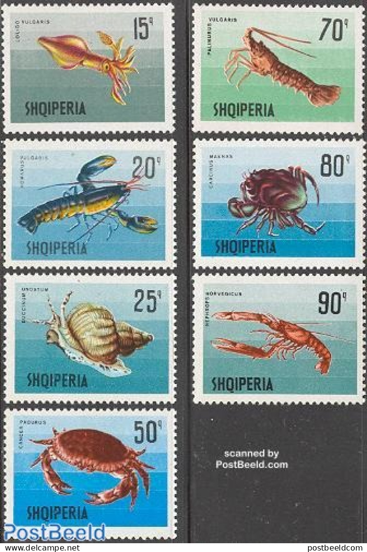 Albania 1968 Marine Life 7v, Mint NH, Nature - Shells & Crustaceans - Crabs And Lobsters - Marine Life