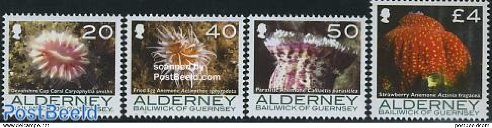 Alderney 2007 Corals And Anemones 4v, Mint NH, Nature - Shells & Crustaceans - Maritiem Leven