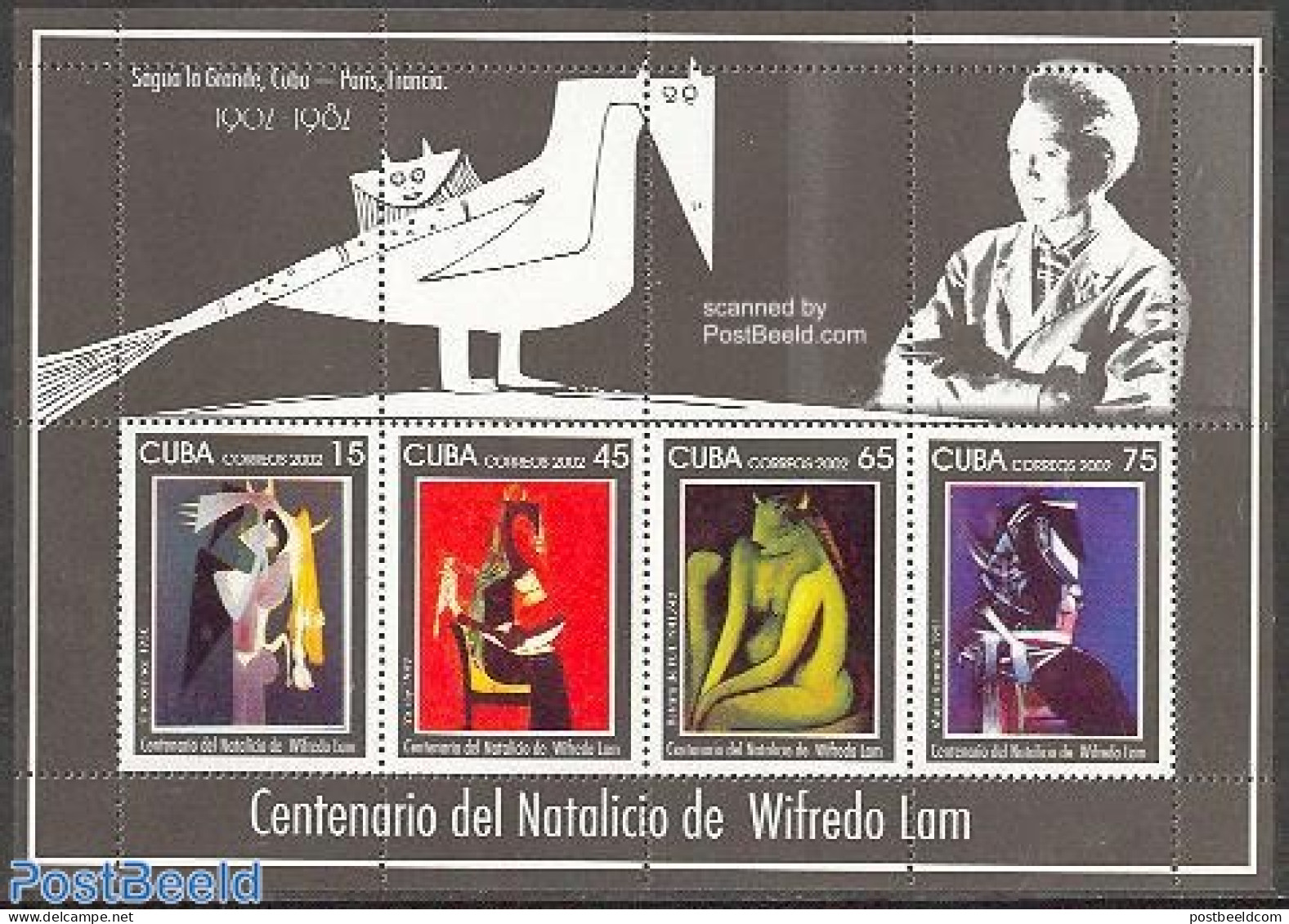 Cuba 2002 Wilfredo Lam Paintings S/s, Mint NH, Art - Modern Art (1850-present) - Ongebruikt