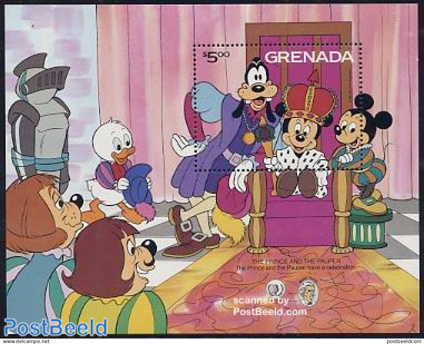 Grenada 1985 Disney, Mark Twain S/s, Mint NH, History - Various - Knights - International Youth Year 1984 - Art - Disney - Disney