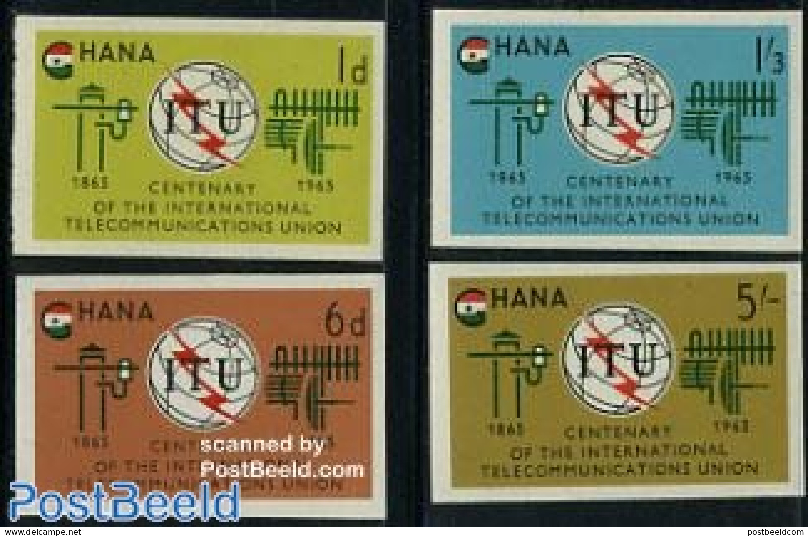 Ghana 1965 I.T.U. Centenary 4v Imperforated, Mint NH, Science - Various - Telecommunication - I.T.U. - Telecom