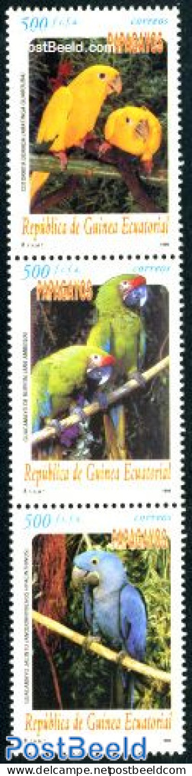 Equatorial Guinea 1999 Parrots 3v [::], Mint NH, Nature - Birds - Parrots - Guinea Equatoriale