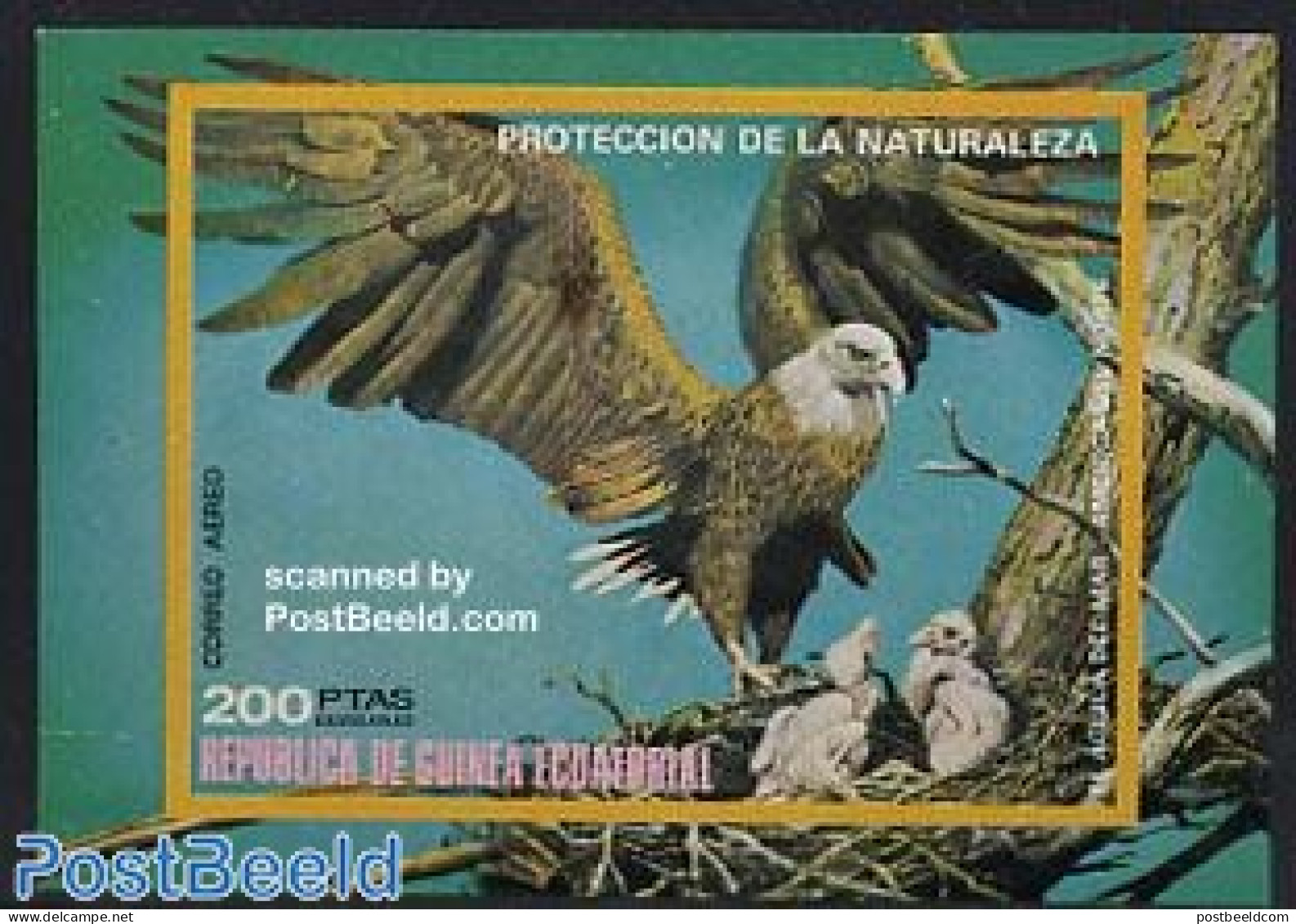 Equatorial Guinea 1976 North American Birds S/s, Mint NH, Nature - Birds - Birds Of Prey - Guinea Ecuatorial