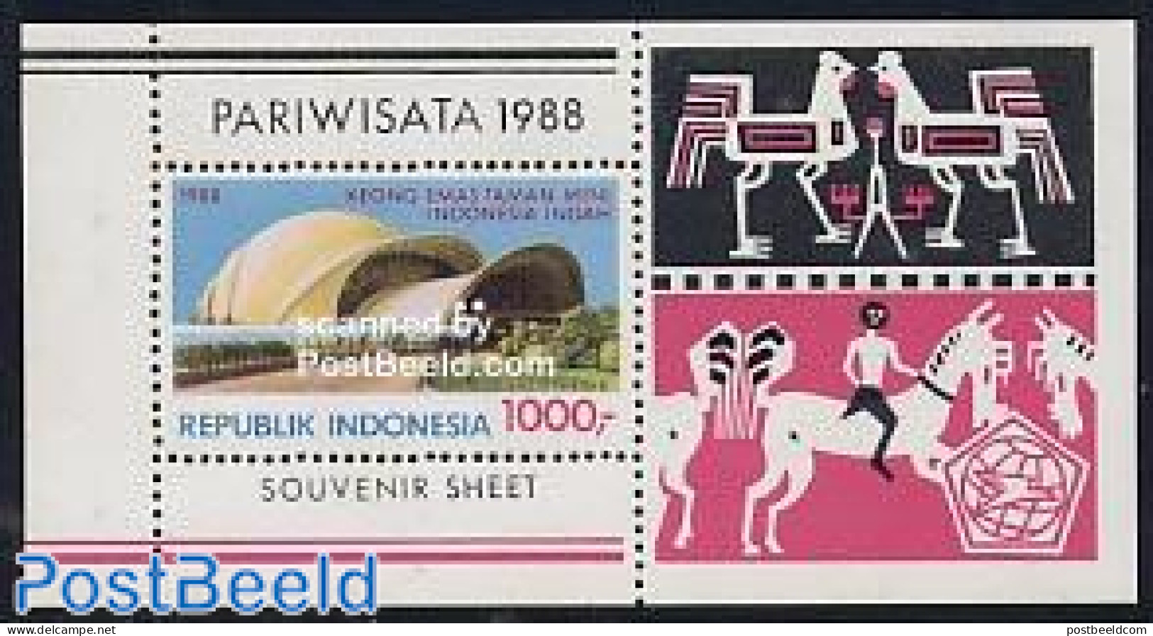 Indonesia 1988 Tourism S/s, Mint NH, Art - Modern Architecture - Indonesia