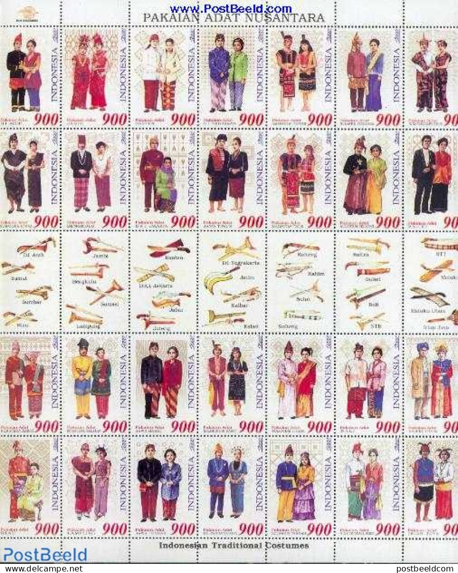 Indonesia 2000 Costumes 28v M/s, Mint NH, Various - Costumes - Kostüme