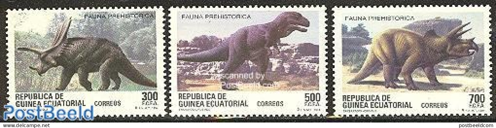 Equatorial Guinea 1994 Preh. Animals 3v, Mint NH, Nature - Prehistoric Animals - Prehistorics