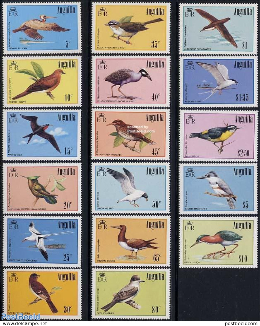 Anguilla 1985 Definitives, Birds 17v, Mint NH, Nature - Birds - Kingfishers - Anguilla (1968-...)