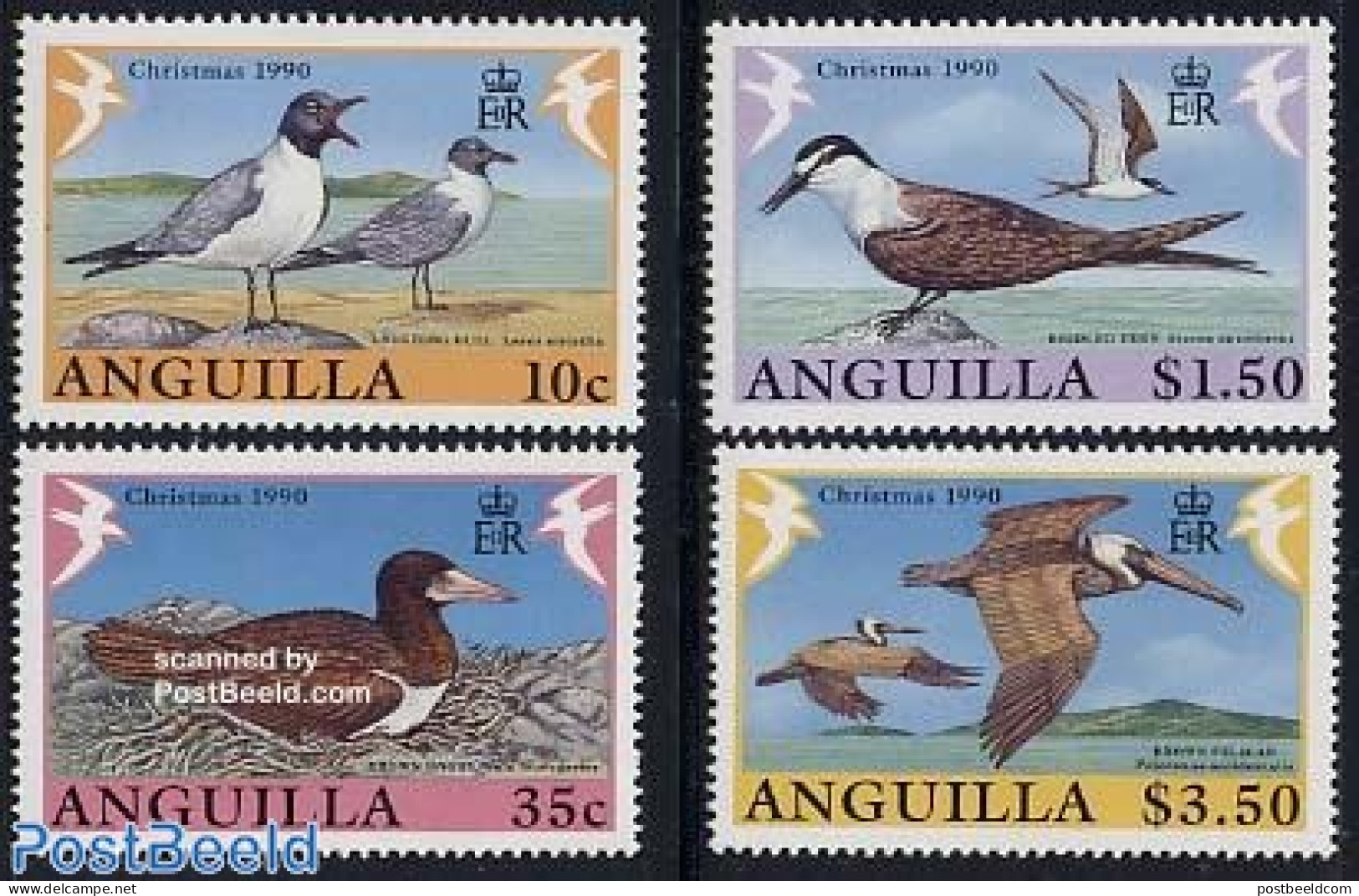 Anguilla 1990 Christmas, Birds 4v, Mint NH, Nature - Religion - Birds - Christmas - Noël
