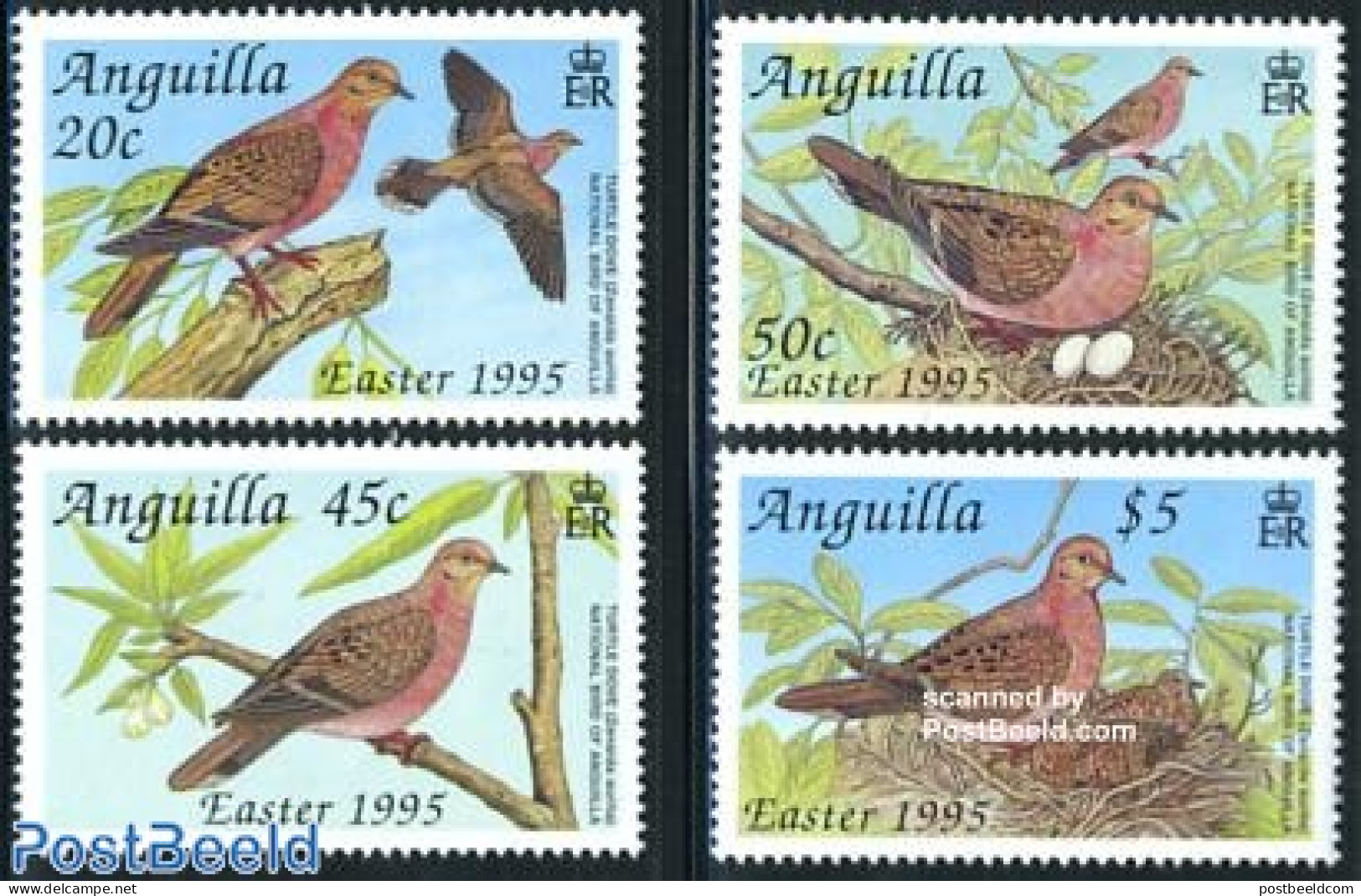 Anguilla 1995 Birds 4v, Mint NH, Nature - Birds - Pigeons - Anguilla (1968-...)