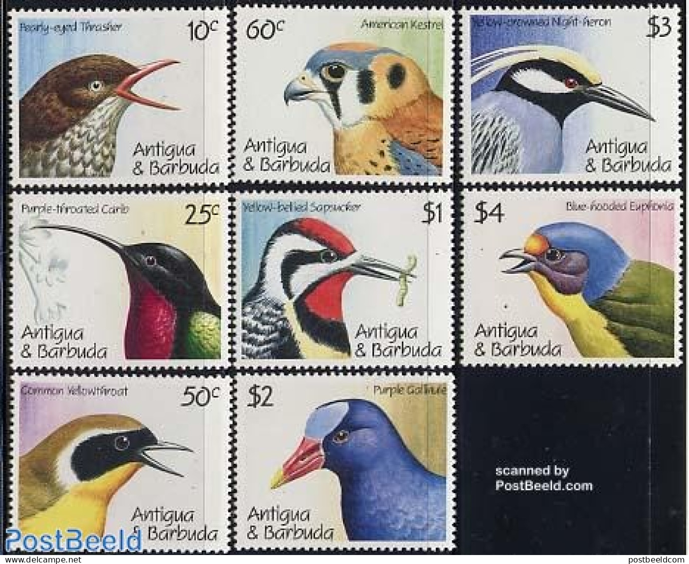 Antigua & Barbuda 1990 Birds 8v, Mint NH, Nature - Birds - Antigua And Barbuda (1981-...)