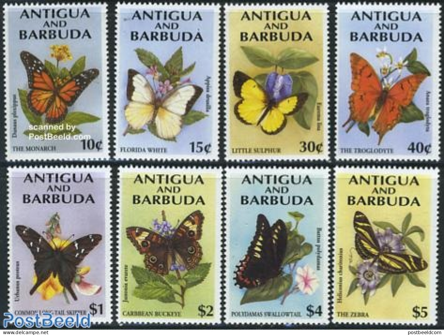 Antigua & Barbuda 1994 Butterflies 8v, Mint NH, Nature - Butterflies - Antigua And Barbuda (1981-...)