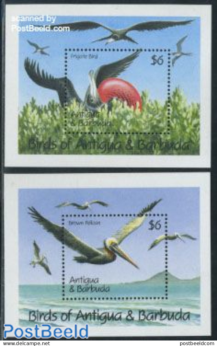 Antigua & Barbuda 1990 Birds 2 S/s, Mint NH, Nature - Birds - Antigua Et Barbuda (1981-...)