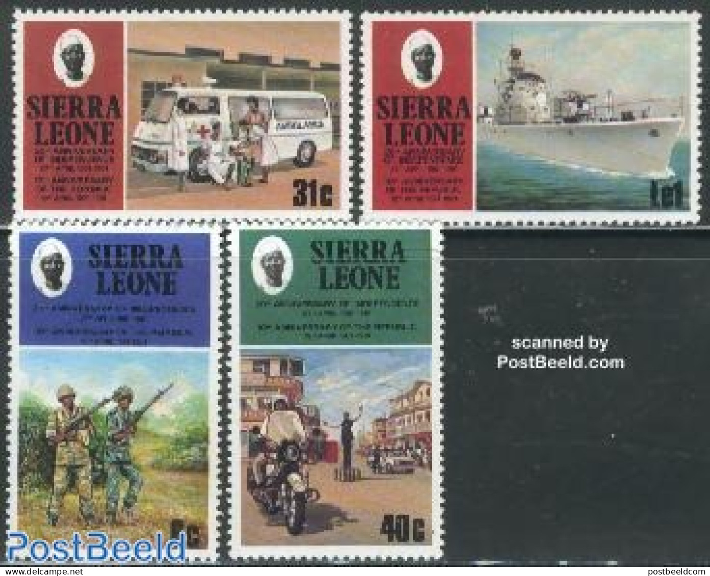 Sierra Leone 1981 20 Years Independence 4v, Mint NH, Health - History - Transport - Health - Militarism - Automobiles .. - Militaria