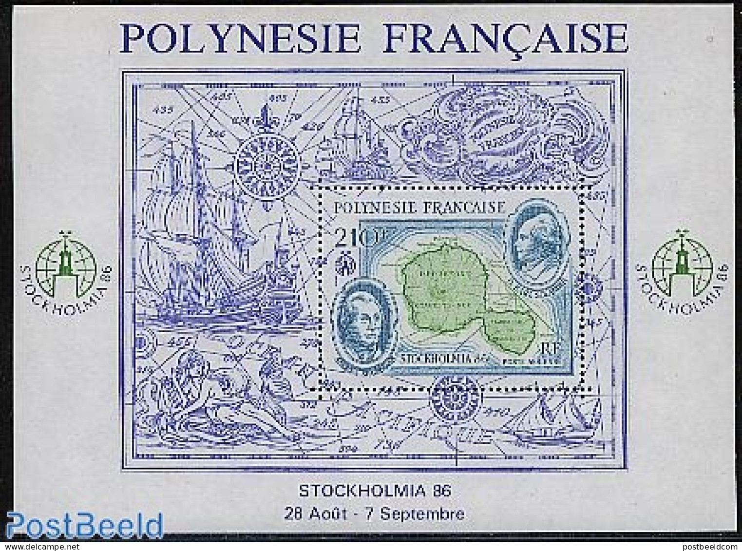 French Polynesia 1986 Stockholmia S/s, Mint NH, Various - Philately - Maps - Ongebruikt