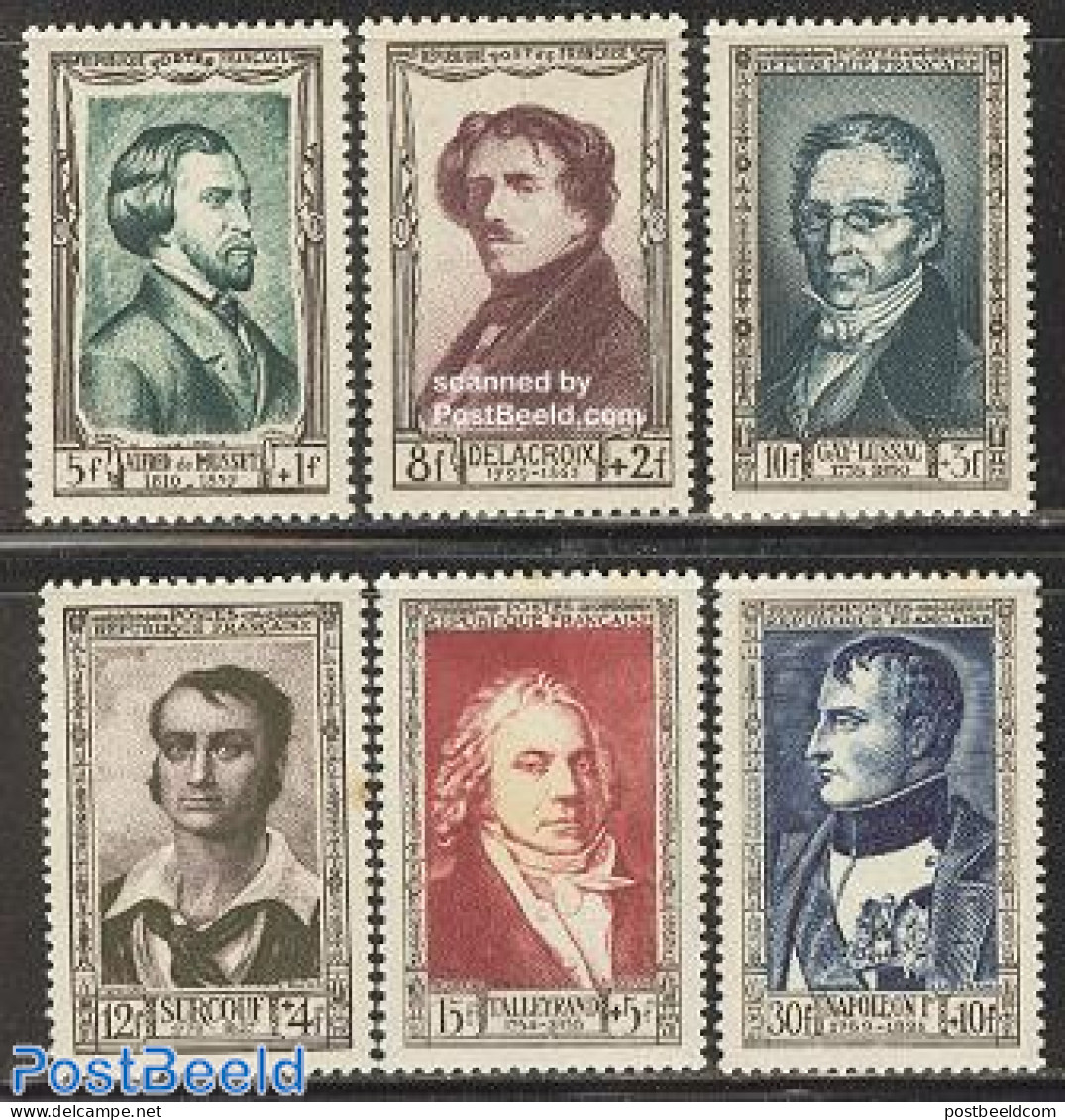 France 1951 Famous Persons 6v, Unused (hinged), History - Science - Europa Hang-on Issues - Napoleon - Politicians - C.. - Nuevos