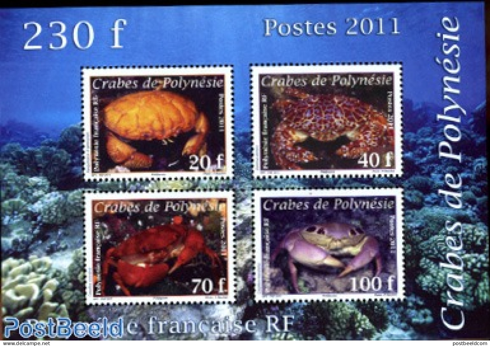 French Polynesia 2011 Crabs 4v M/s, Mint NH, Nature - Shells & Crustaceans - Crabs And Lobsters - Unused Stamps