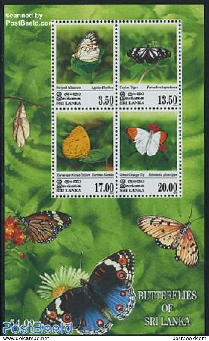 Sri Lanka (Ceylon) 1999 Butterflies S/s, Mint NH, Nature - Butterflies - Sri Lanka (Ceylon) (1948-...)