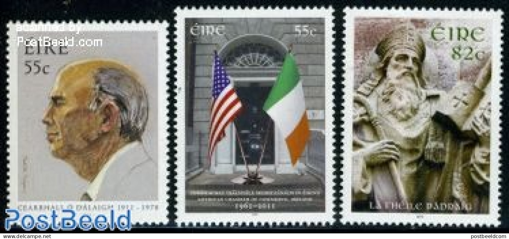 Ireland 2011 Mixed Issue 3v, Mint NH, History - Religion - Various - Flags - Religion - Export & Trade - Art - Sculpture - Neufs