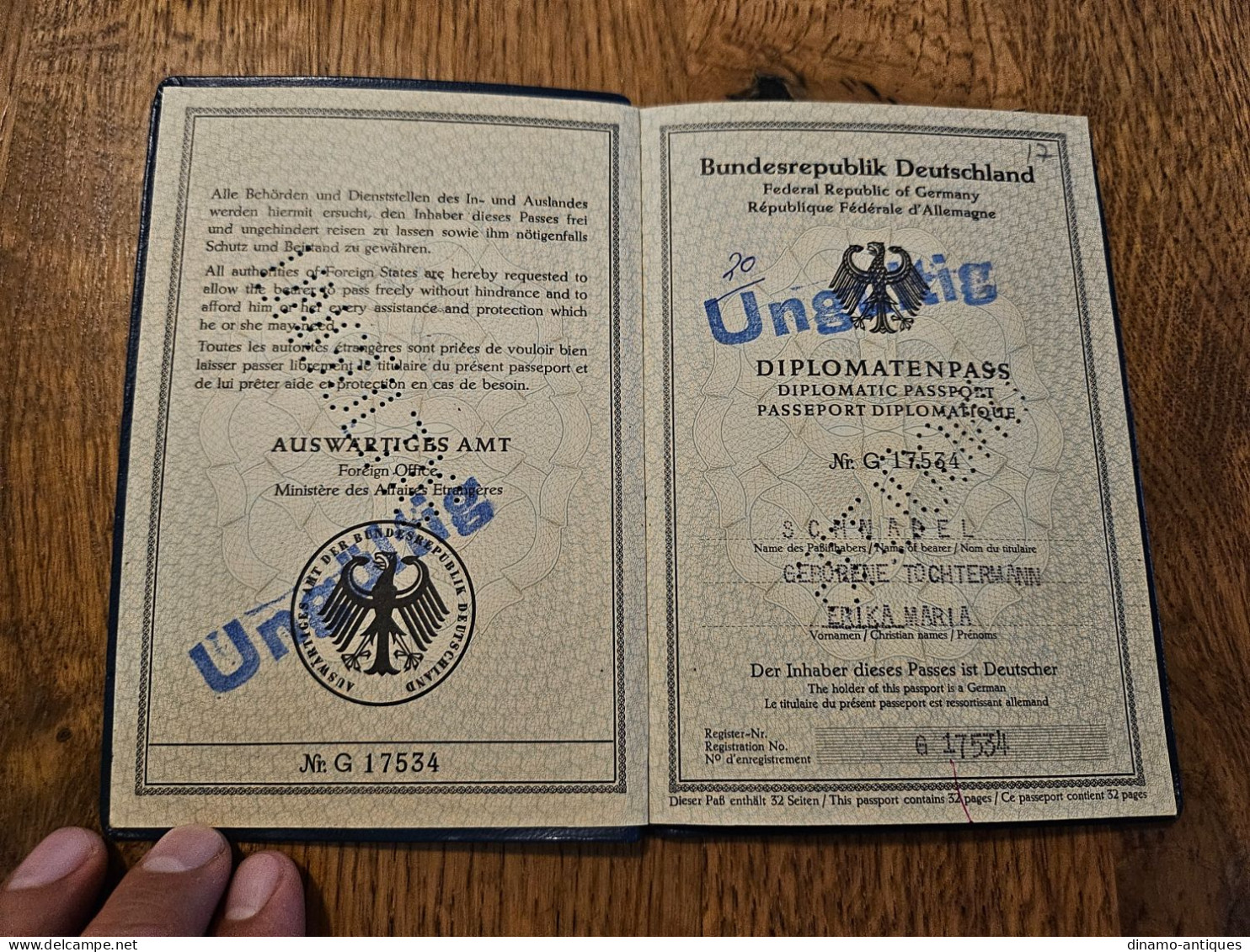 1973 Germany Diplomatic Passport Passeport Diplomatique Diplomatenpass Issued In Bonn - Travel To Egypt Lebanon - Documents Historiques