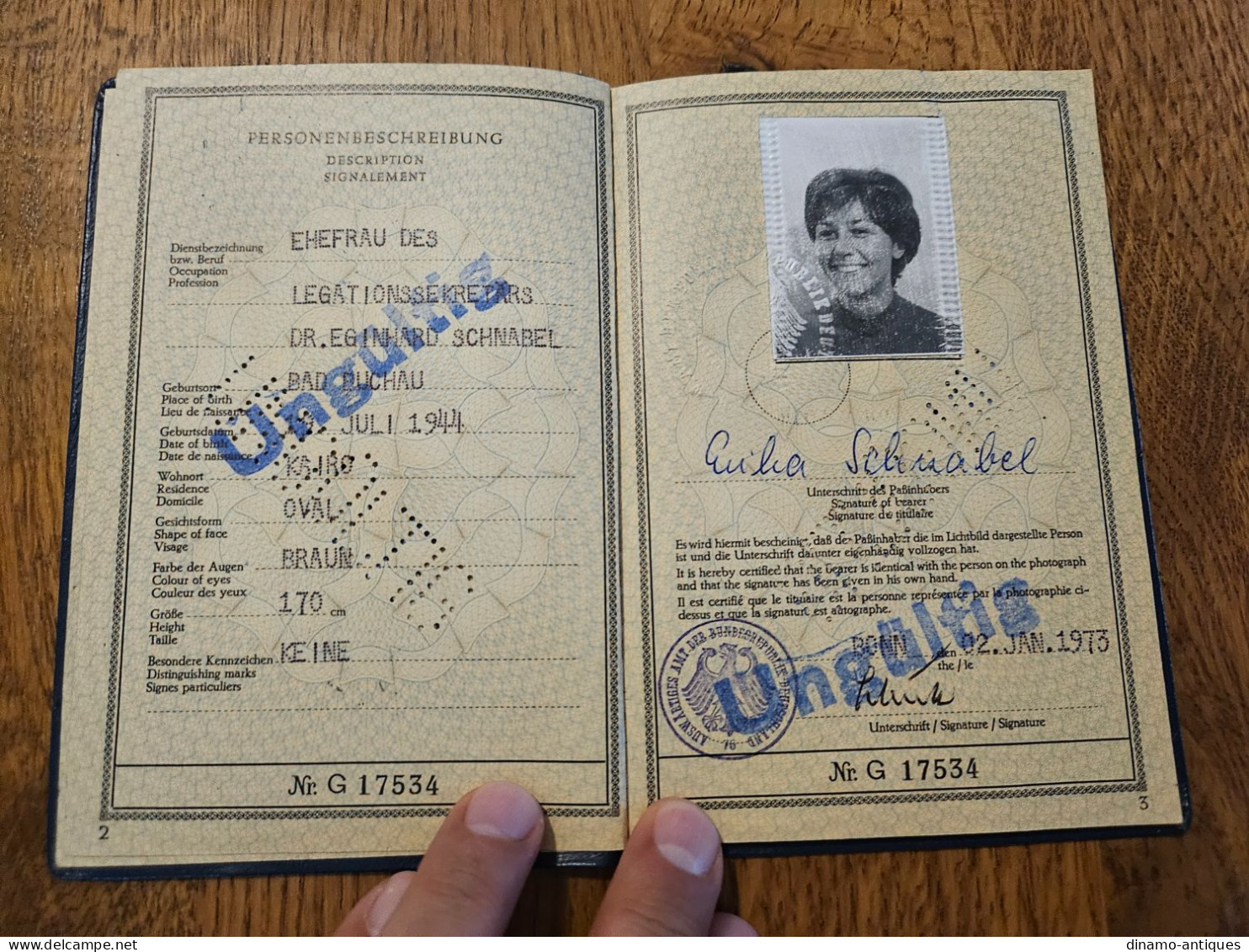 1973 Germany Diplomatic Passport Passeport Diplomatique Diplomatenpass Issued In Bonn - Travel To Egypt Lebanon - Historische Dokumente