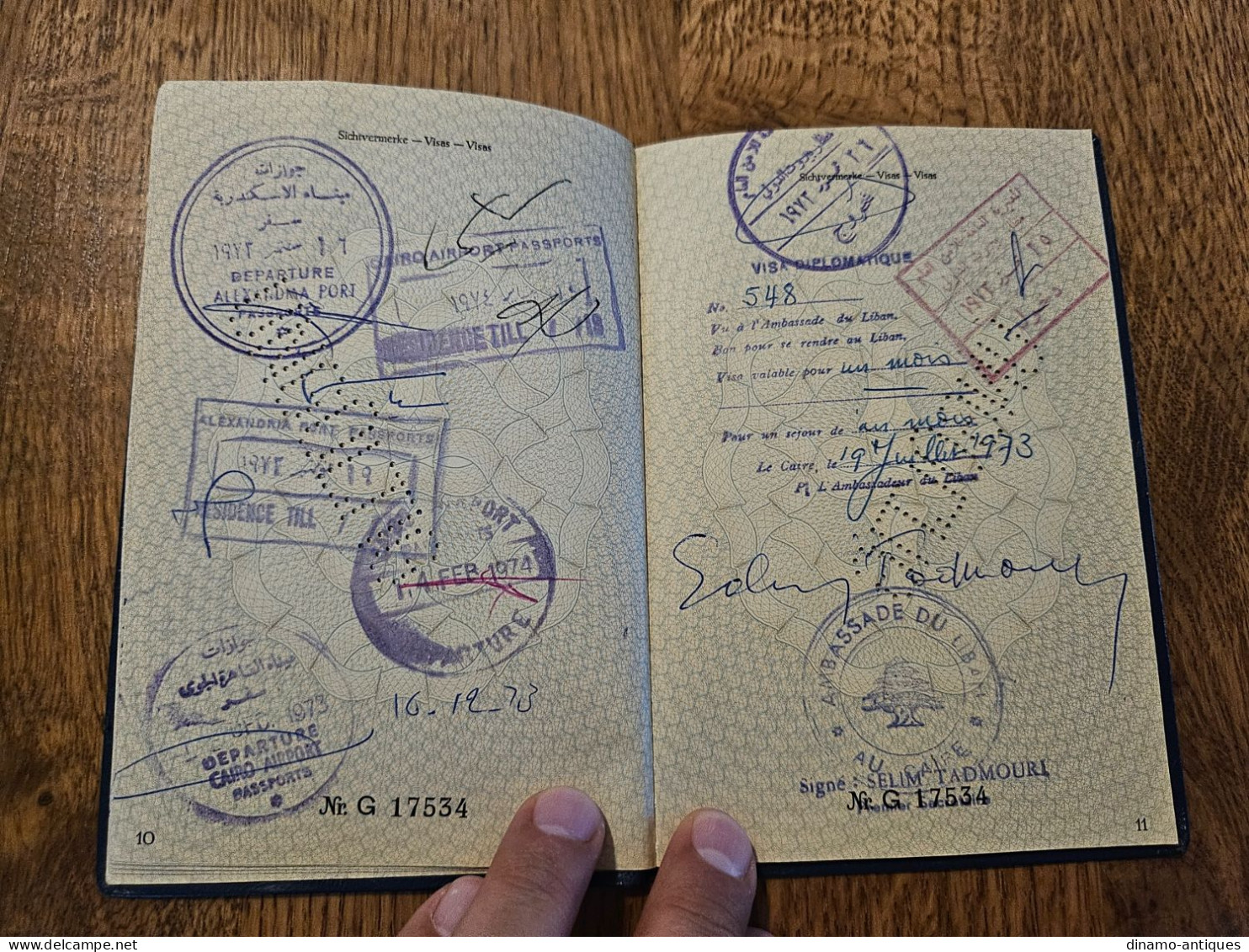 1973 Germany diplomatic passport passeport diplomatique diplomatenpass issued in Bonn - travel to Egypt Lebanon