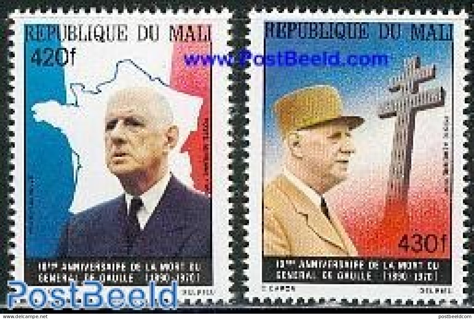 Mali 1980 Charles De Gaulle 2v, Mint NH, History - Various - Politicians - Maps - Geographie