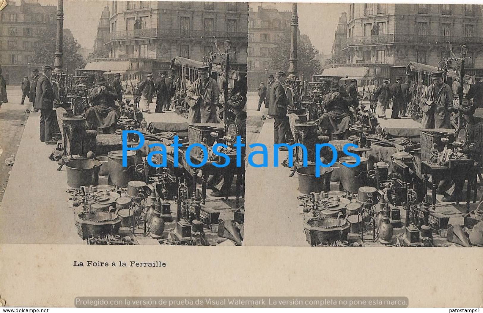 227932 FRANCE PARIS COSTUMES THE SCRAP METAL FAIR STEREO VIEW POSTAL POSTCARD - Sonstige & Ohne Zuordnung